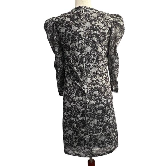 Michael Kors Black Silver Floral 3/4 Sleeve Mini Shift Dress Sz M NWT Holiday - Picture 4 of 9